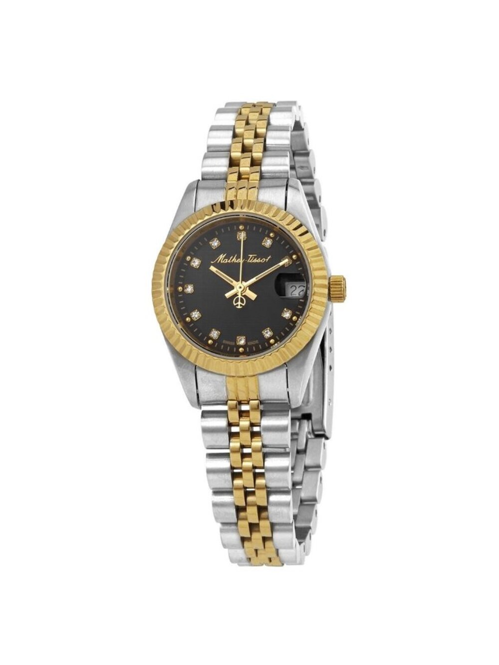 NWT Mathey-Tissot Mathey II Quartz Crystal Black Dial Ladies Watch